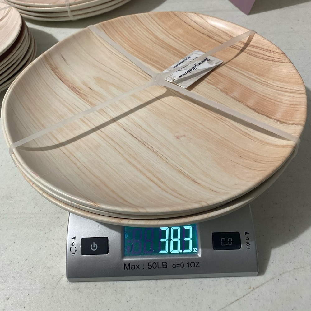 Wood Grain 9” or 11” Tommy Bahama Round 4 pc Plate Set NEW, 100% Melamine - Picture 2 of 4